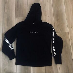 Vans + NYC Collab Black Hoodie with checkered sleeve & OFF THE WALL logo